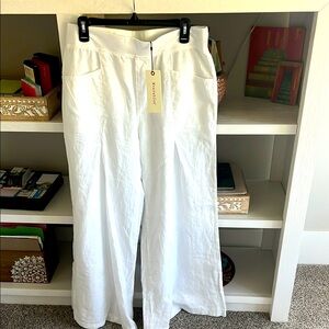 New Wearables Teresa Pant Crisp White flare beach Trousers. Medium. Length 30”